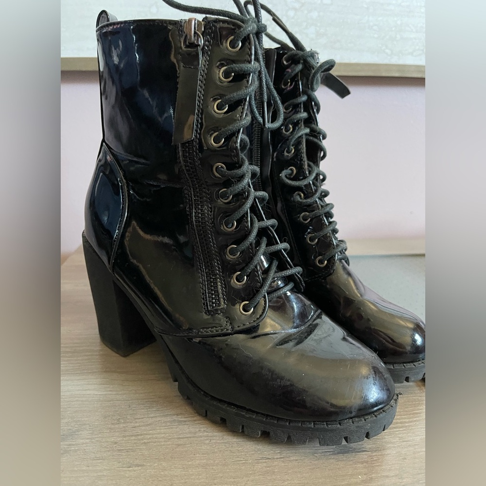 Black Lace-Up Ankle Boots